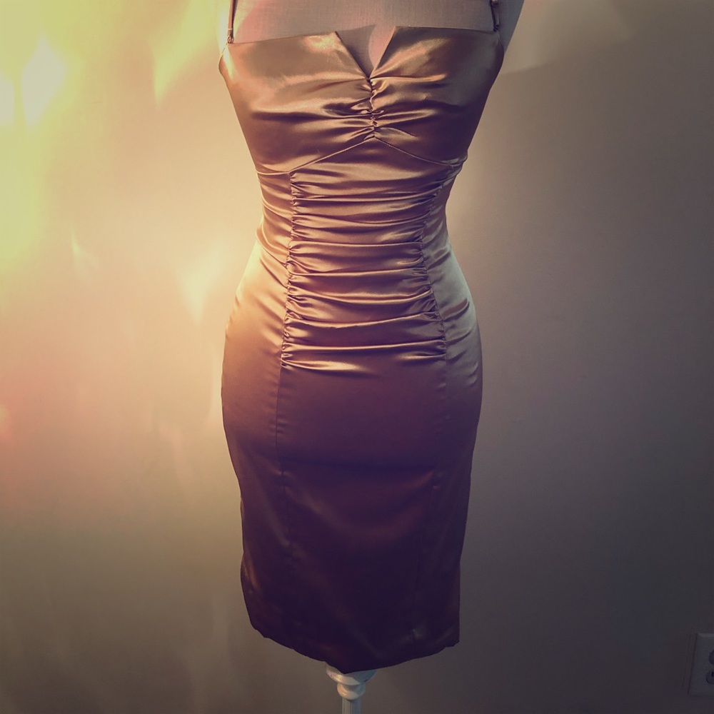 Satin Gold Midi Dress